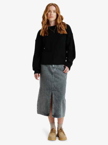 Cold Winds - Midi Length Denim Skirt for Women  ERJDK03039