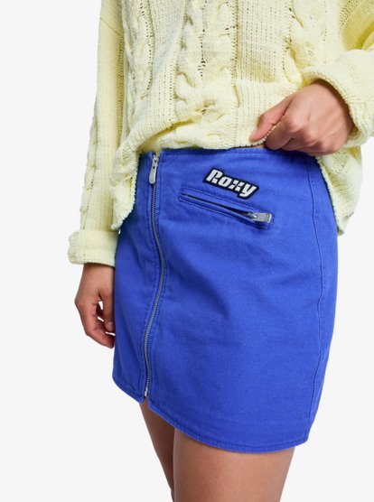 roxy, Chloe Kim - Minijupe style moto pour Femme, DAZZLING BLUE (ppm0) Chloe Kim - Moto Style Mini Skirt for Women  ERJDK03041