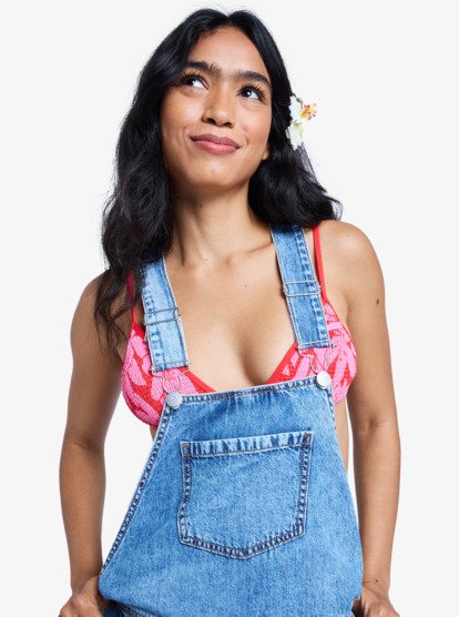 roxy, Crystal Coast Denim - Pantalón de peto carpintero para mujer, BEAU BLUE (bsbw) Crystal Coast Denim - Dungarees for Women  ERJDO03004