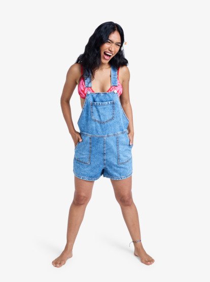 roxy, Crystal Coast Denim - Pantalón de peto carpintero para mujer, BEAU BLUE (bsbw) Crystal Coast Denim - Dungarees for Women  ERJDO03004