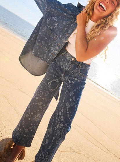 Boogie Night Mid Ocean Blue - Wide Leg Denim Jeans for Women  ERJDP03332