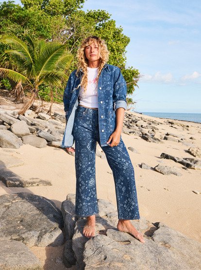 Boogie Night Mid Ocean Blue - Wide Leg Denim Jeans for Women  ERJDP03332