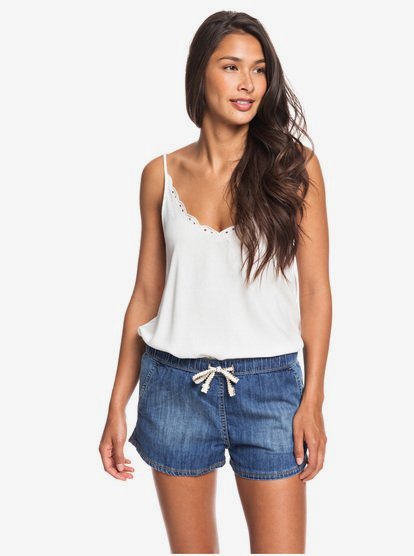 Go To The Beach Elasticated Denim Shorts Roxy