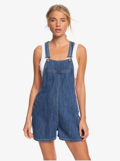 Feet On The Floor Denim Dungaree Shorts Roxy