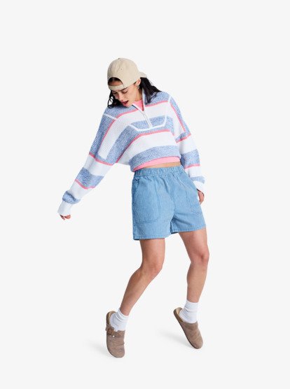 Stay Wavy Mid - Denim Shorts for Women  ERJDS03345