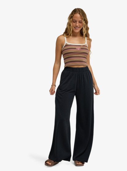 roxy, Surfing By Sunlight - Pantalon de jogging à jambes larges pour Femme, ANTHRACITE (kvj0) Surfing By Sunlight - Lounge Wide Leg Jogger for Women  ERJFB03495