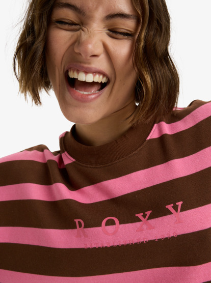 roxy, Strictly Stripes Oversized - Sweat oversize à rayures pour Femme, TIRAMISU STRICTLY STRIPE (xmcm) Strictly Stripes Oversized - Oversized Striped Sweatshirt for Women  ERJFT05004