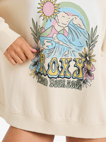 roxy, Lineup Oversized - Oversized Sweatshirt With Vintage Wash Effect for Women, PARCHMENT (tec0) Lineup Oversized - Oversized Sweatshirt With Vintage Wash Effect for Women  ERJFT05005