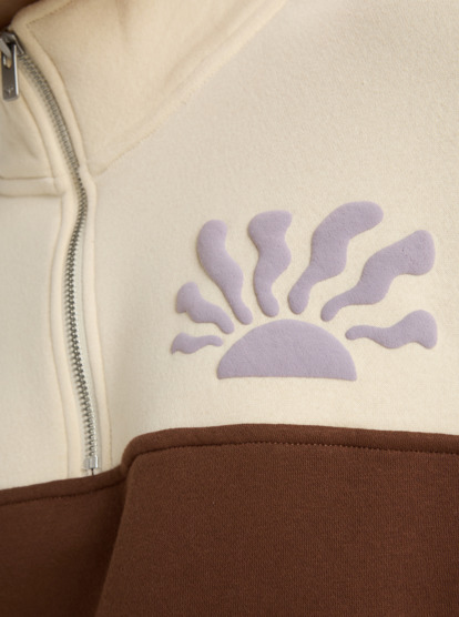 roxy, View Point Block - Polaire colorée à col zippé pour Femme, TIRAMISU (csq0) View Point Block - Half Zip Colour Block Fleece for Women  ERJFT05014