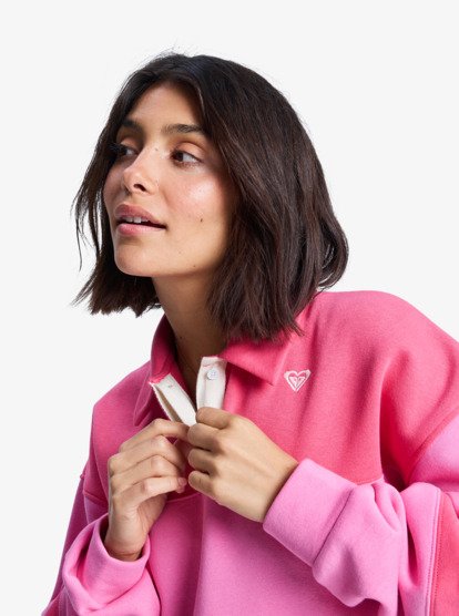 roxy, Cross Your Mind - Felpa con colletto a camicia da Donna, HONEY SUCKLE (mld0) Cross Your Mind - Shirt Collar Sweatshirt for Women  ERJFT05015