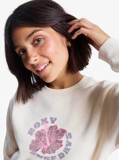 roxy, Surf Stoked Brushed - Sweater voor Dames, PARCHMENT (tec0) Surf Stoked Brushed - Sweatshirt for Women  ERJFT05018