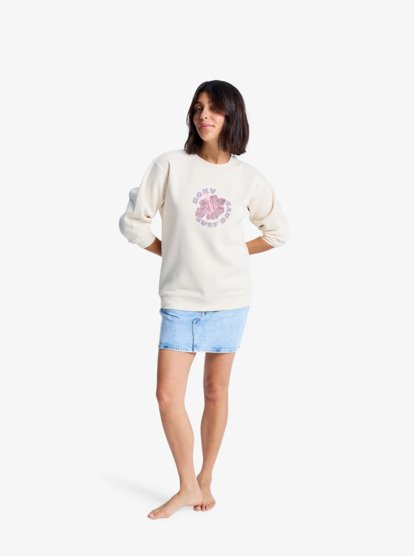 roxy, Surf Stoked Brushed - Sweater voor Dames, PARCHMENT (tec0) Surf Stoked Brushed - Sweatshirt for Women  ERJFT05018