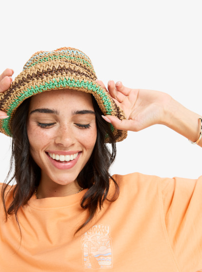 Candied Peacy - Straw Bucket Hat for Women  ERJHA04423