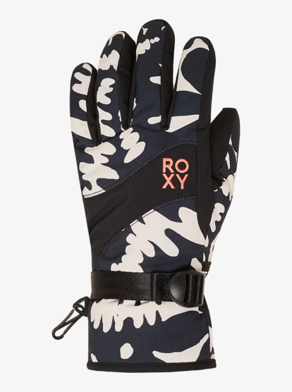 roxy, Roxy Jetty - Gants techniques ski/snowboard pour Femme, TRUE BLACK BIG FLOWER (kvj2) Roxy Jetty - Technical Snow Gloves for Women  ERJHN03271