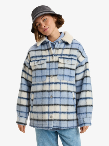 Passage Of Time - Checked Shirt Style Coat for Women  ERJJK03670