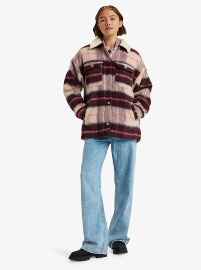 roxy, Passage Of Time - Geblokte jas in overhemdstijl voor Dames, PARCHMENT MARIACHI PLAID (tec1) Passage Of Time - Checked Shirt Style Coat for Women  ERJJK03670