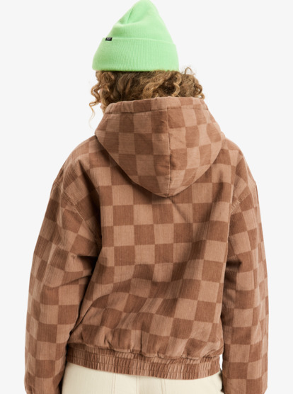 Feels Good Corduroy - Printed Corduroy Hoodie Jacket for Women  ERJJK03673