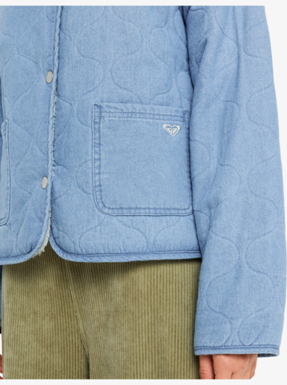 roxy, Not So Basic - Veste en denim doublée en sherpa pour Femme, BEAU BLUE (bsbw) Not So Basic - Sherpa Lined Denim Jacket for Women  ERJJK03675