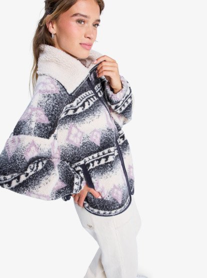 roxy, Feels Like Winter - Veste zippée en sherpa oversize pour Femme, PARCHMENT FEEL LIKE WINTER (xcgb) Feels Like Winter - Oversized Sherpa Zip Jacket for Women  ERJJK03676