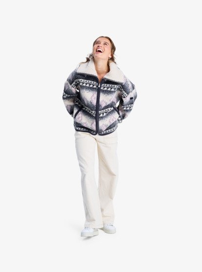 roxy, Feels Like Winter - Veste zippée en sherpa oversize pour Femme, PARCHMENT FEEL LIKE WINTER (xcgb) Feels Like Winter - Oversized Sherpa Zip Jacket for Women  ERJJK03676