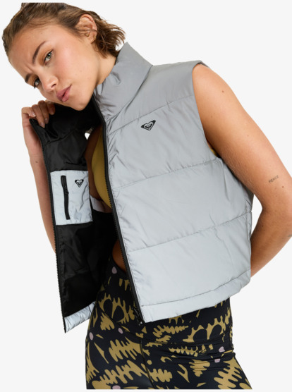 roxy, Move Free Puffy - Chaleco técnico acolchado para mujer, SILVER REFLECTIVE (sge0) Move Free Puffy - Technical Puffy Vest for Women  ERJJK03683