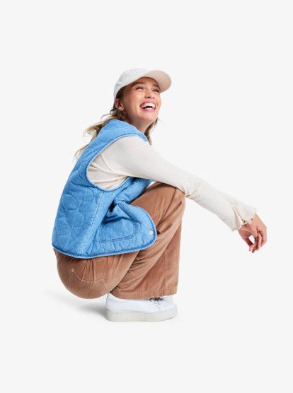 Simply Lucky - Reversible Waistcoat Sherpa Lined Denim Jacket for Women  ERJJK03684