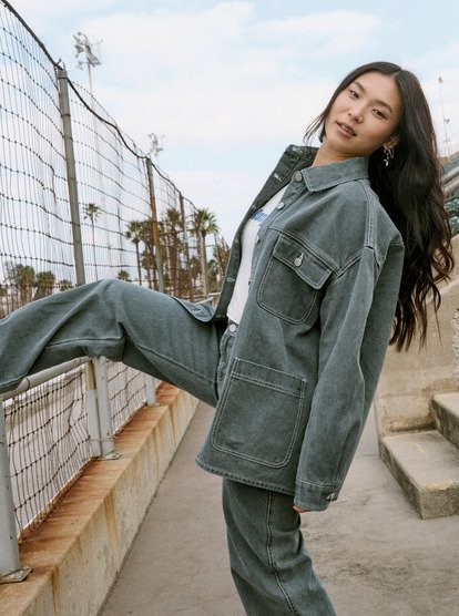 Chloe Kim Pop Stitch - Oversized Relaxed Fit Shacket for Women  ERJJK03686