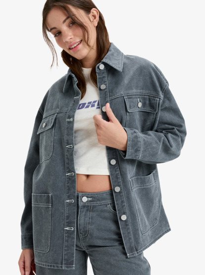 Chloe Kim Pop Stitch - Oversized Relaxed Fit Shacket for Women  ERJJK03686