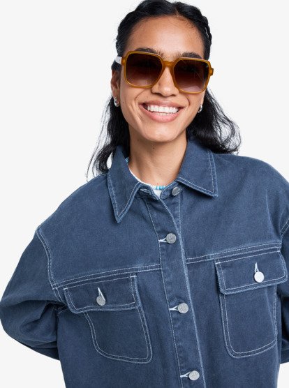 roxy, Chloe Kim Pop Stitch - Veste oversize à coupe décontractée pour Femme, TRUE BLACK (kvj0) Chloe Kim Pop Stitch - Oversized Relaxed Fit Shacket for Women  ERJJK03686