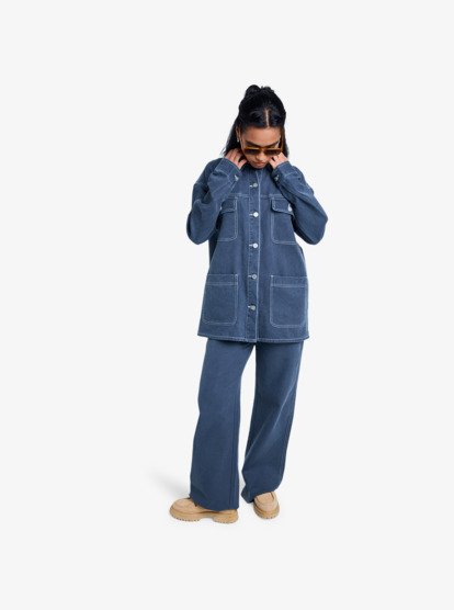 roxy, Chloe Kim Pop Stitch - Veste oversize à coupe décontractée pour Femme, TRUE BLACK (kvj0) Chloe Kim Pop Stitch - Oversized Relaxed Fit Shacket for Women  ERJJK03686