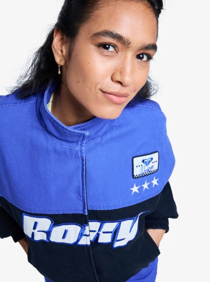 roxy, Chloe Kim Moto - Chaqueta bomber estilo motociclista para mujer, TRUE BLACK (kvj0) Chloe Kim Moto - Relaxed Moto Style Bomber Jacket for Women  ERJJK03688