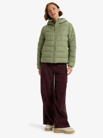 roxy, Wind Bliss Hooded - Lightweight Packable Padded Jacket for Women, OIL GREEN (gld0) Wind Bliss Hooded - Lightweight Packable Padded Jacket for Women  ERJJK03691
