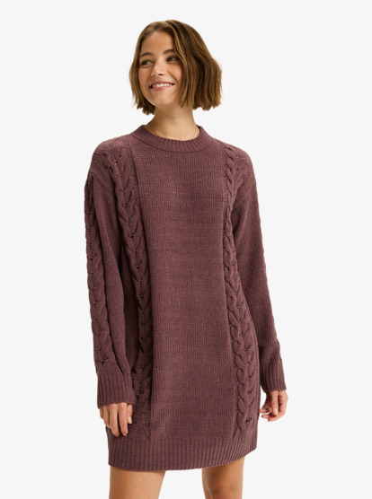 Missing The Waves - Long Sleeve Cable Knit Mini Sweater Dress for Women  ERJKD03534