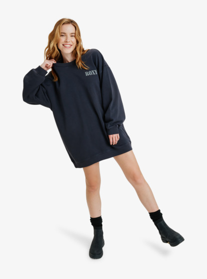 Saturday Night Vibes - Oversized Washed Fleece Dress for Women  ERJKD03540