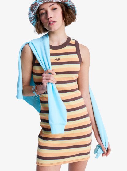 Iconic Days Stripes - Sleeveless Rib Knit Dress for Women  ERJKD03555