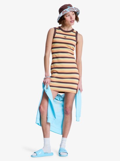 Iconic Days Stripes - Sleeveless Rib Knit Dress for Women  ERJKD03555