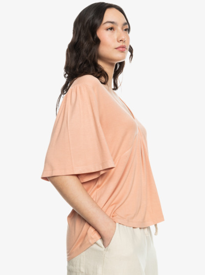 Just An Illusion - Draped V Neck Top for Women  ERJKT04127