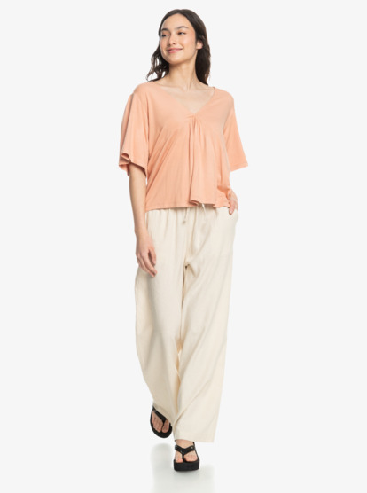 Just An Illusion - Draped V Neck Top for Women  ERJKT04127