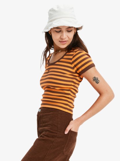 Throwback Baby - Rib T-Shirt With Contrast Binding for Women  ERJKT04317