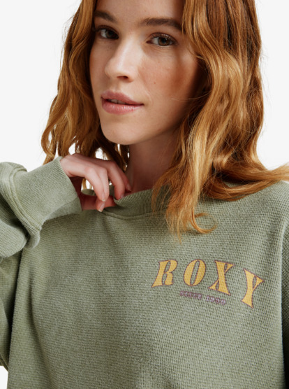 roxy, Eastside Midweight - Haut à col rond avec délavage pour Femme, OIL GREEN (gld0) Eastside Midweight - Crew Neck Top With Vintage Wash for Women  ERJKT04322