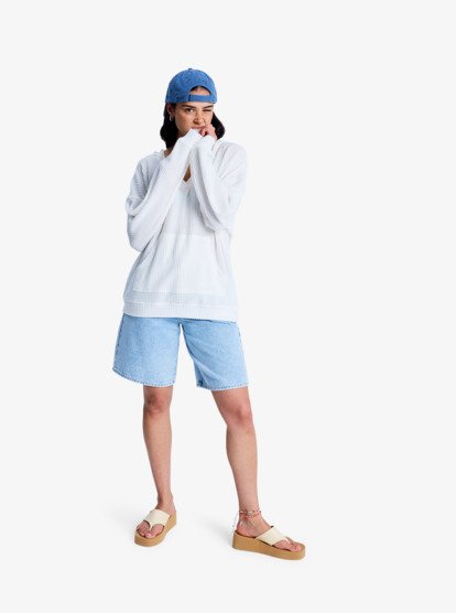 roxy, Ocean Drive - Sweat à capuche oversize en tricot pour Femme, EGRET (wbs0) Ocean Drive - Oversized Knit Hoodie for Women  ERJKT04323