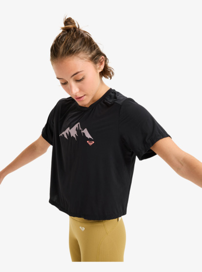roxy, Boundless Spirit 2 - T-shirt technique pour Femme, TRUE BLACK (kvj0) Boundless Spirit 2 - Technical T-Shirt for Women  ERJKT04330