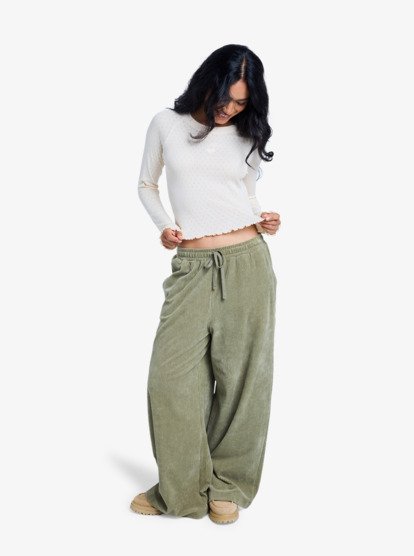 roxy, Time Off Pointelle - Top traforato a maniche lunghe da Donna, PARCHMENT (tec0) Time Off Pointelle - Long Sleeve Pointelle Top for Women  ERJKT04331