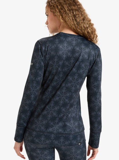 roxy, Daybreak Brushed - Camiseta interior técnica para mujer, TRUE BLACK SNOWFLAKES (kvj7) Daybreak Brushed - Technical Base Layer for Women  ERJLW03055
