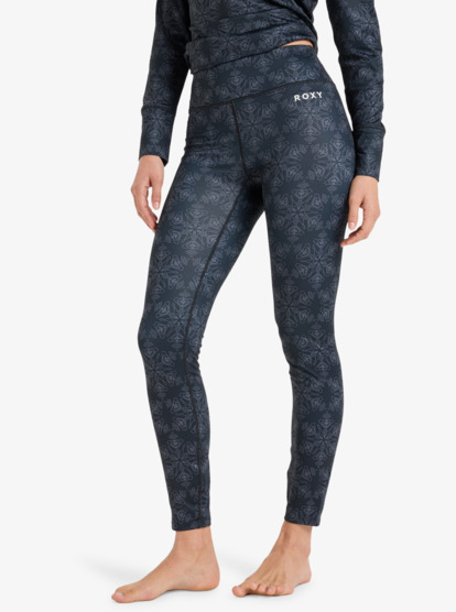 roxy, Daybreak Brushed - Pantalón interior técnico para mujer, TRUE BLACK SNOWFLAKES (kvj7) Daybreak Brushed - Technical Base Layer for Women  ERJLW03056