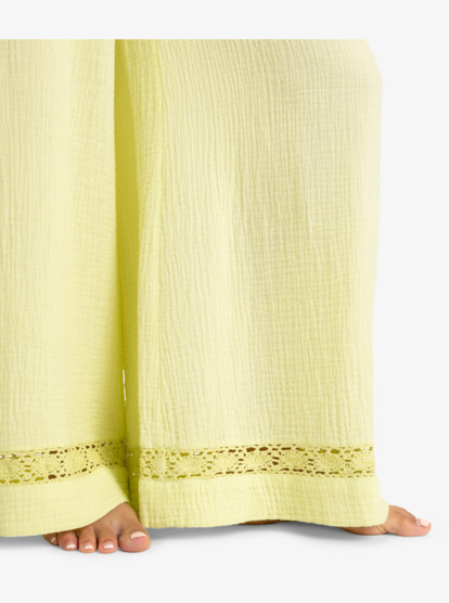 roxy, Under Golden Tropic - Calças de cintura elástica para Mulher, LUMINARY GREEN (gbs0) Under Golden Tropic - Wide Leg Beach Pants for Women  ERJNP03643