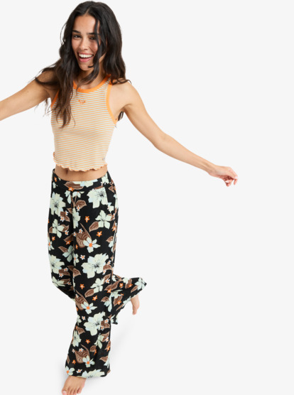 roxy, Midnight Avenue Crinkle - Hose mit elastischem Bund für Frauen, ANTHRACITE HIBISCUS HEAT (kvj5) Midnight Avenue Crinkle - Elasticated Trousers for Women  ERJNP03655