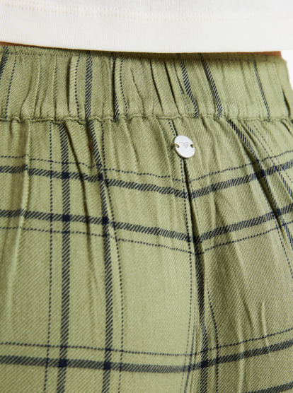 roxy, Great Influence - Relaxed flanellen broek voor Dames, OIL GREEN NATURAL PLAID (gld1) Great Influence - Relaxed Flannel Trouser Style Trousers for Women  ERJNP03665
