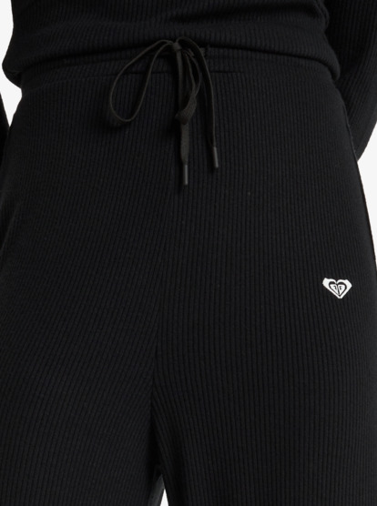 roxy, Rise & Vibe New Rib Wide Leg - Pantalon de sport pour Femme, ANTHRACITE (kvj0) Rise & Vibe New Rib Wide Leg - Sport Trousers for Women  ERJNP03673