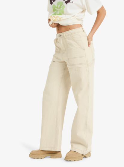 roxy, Vibrant Air - Carpenter broek voor Dames, PARCHMENT (tec0) Vibrant Air - Carpenter Trousers for Women  ERJNP03677